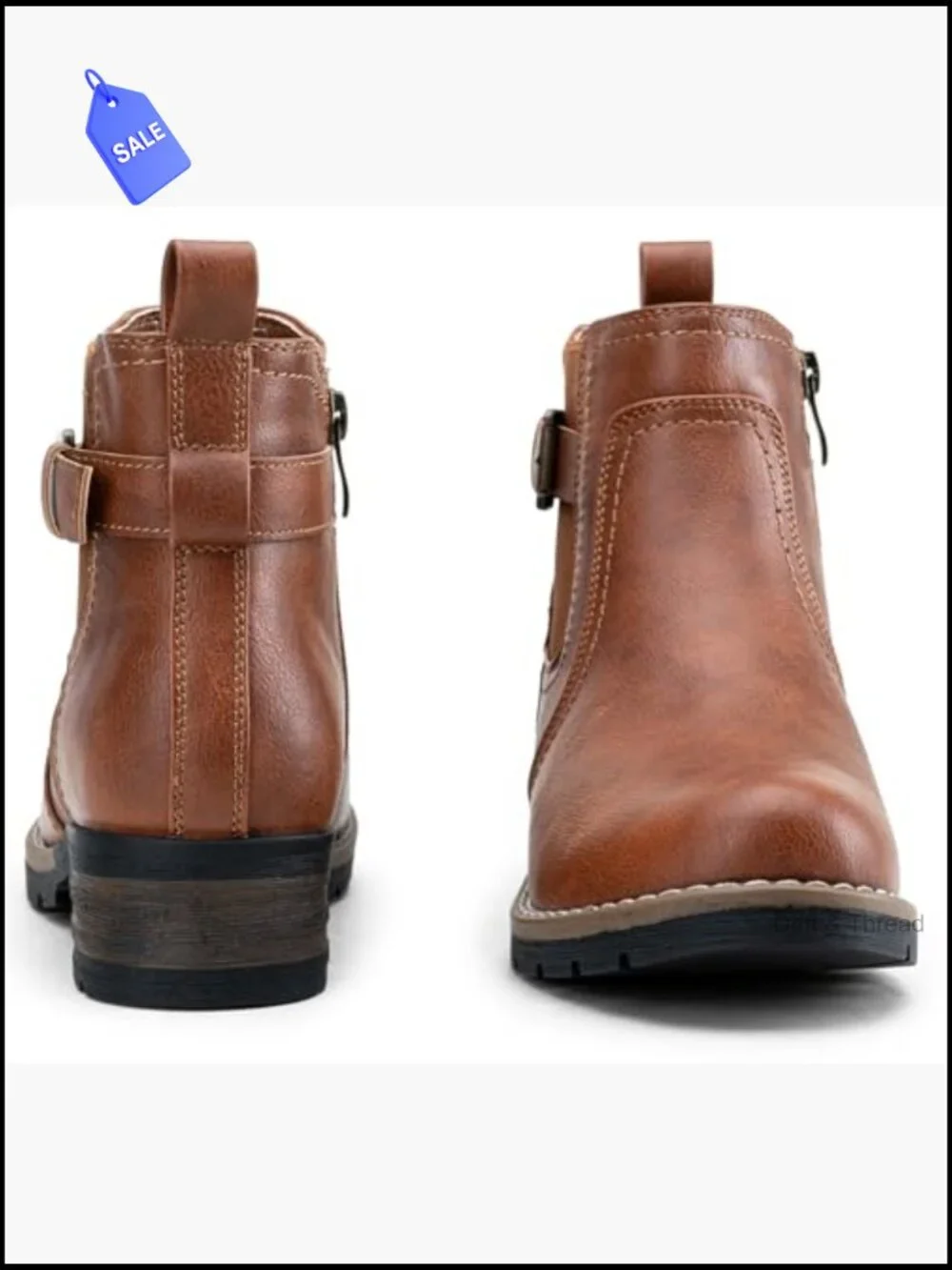 Women's Chelsea Ankle Boots Low Heel Side Zip Faux Leather Booties